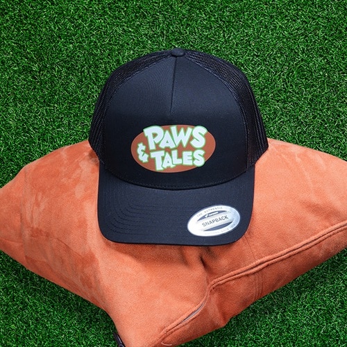 Paws & Tales Black Silk Screened Baseball Hat